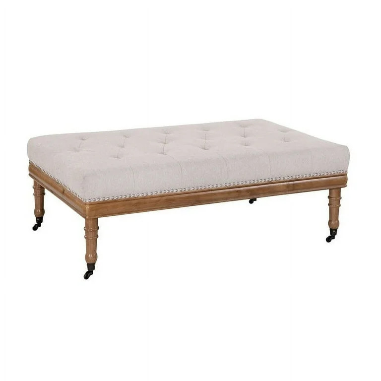 Saffron Grafton Home Woodland Upholstered Diamond Tufted Ottoman with Nail Trim and Casters Posh ... | Walmart (US)