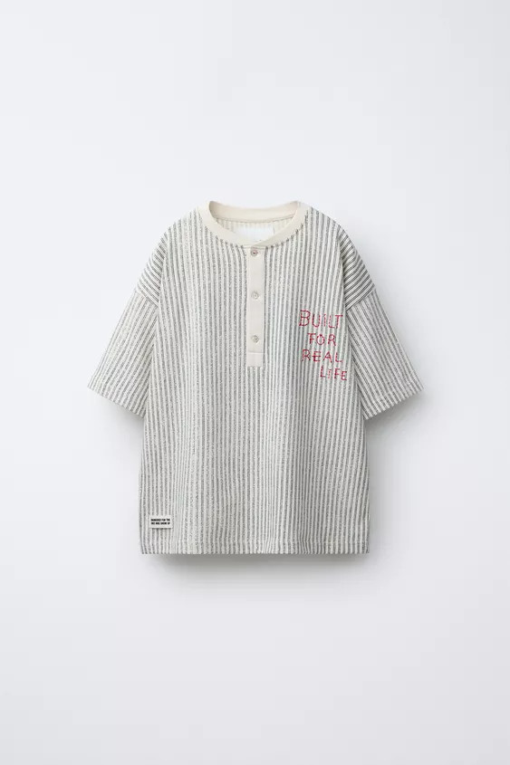 STRIPED T-SHIRT WITH LABEL | Zara US