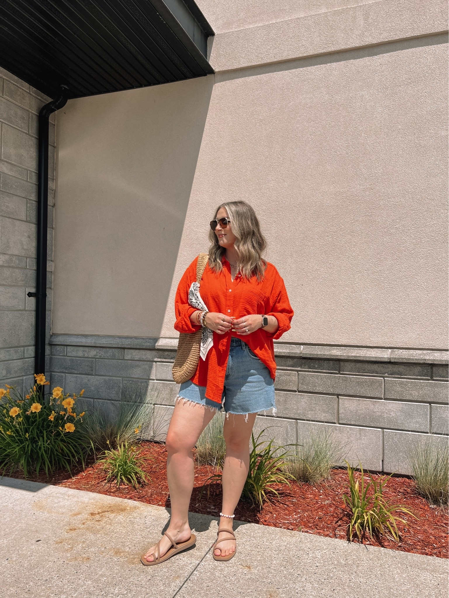 Casual colorful summer outfit! Wearing L in the bright button up shirt. Wearing 32 in the denim shorts (I recommend sizing up!) I’m a 9.5-10 shoe and wear a 10 in the crocs toe loop sandals. Canadian sandals link under “similar products”

#LTKsummer #LTKmidsize #LTKsale
