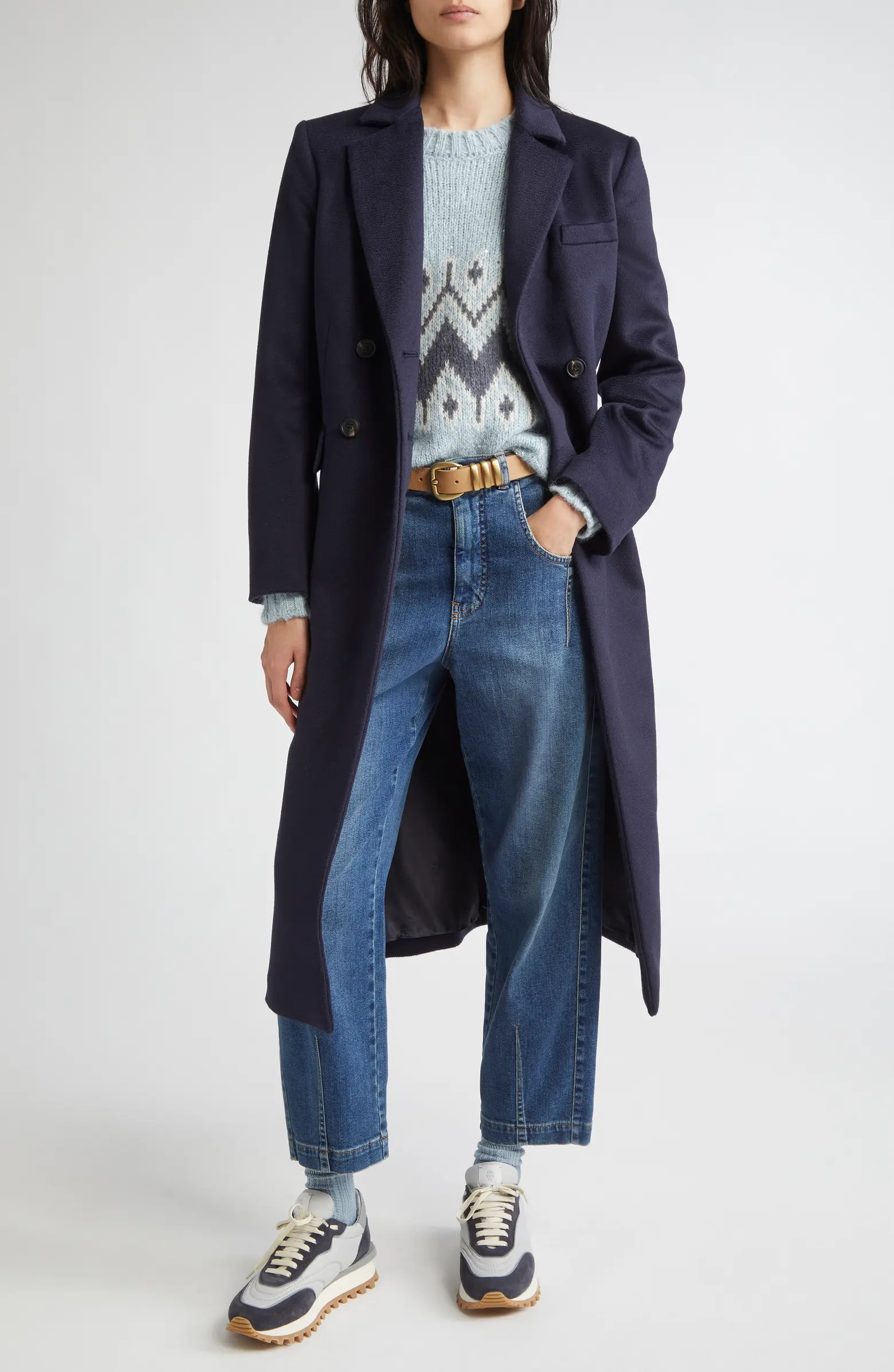 Double Breasted Virgin Wool Longline Coat | Nordstrom