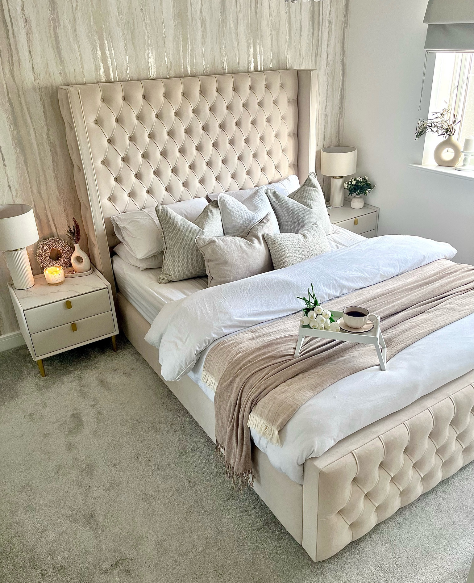 Neutral master bedroom design, cosy modern home styling

#LTKSeasonal #LTKstyletip #LTKhome