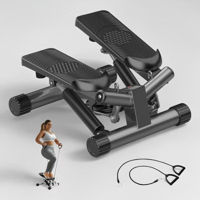 NAYSAYE Mini Stepper for Home Workout Adjustable Fitness Step Machine with Elastic Bands Portable Exercise Equipment for Home and Office, Black | Target