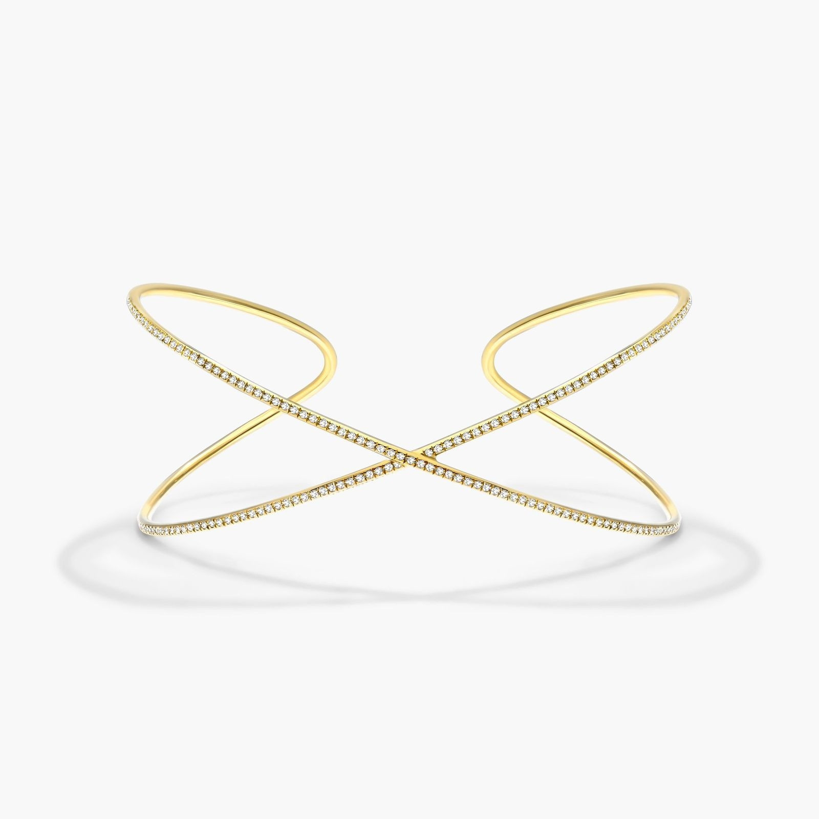 14K Yellow Gold Criss Cross Diamond Cuff Bracelet-81059y14 | JamesAllen