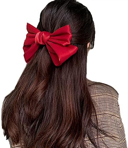 Large Bow Hair Clip Barrette Hair Bows Satin Solid Handmade Hair Clips Barrettes for Thick Hair A... | Amazon (US)