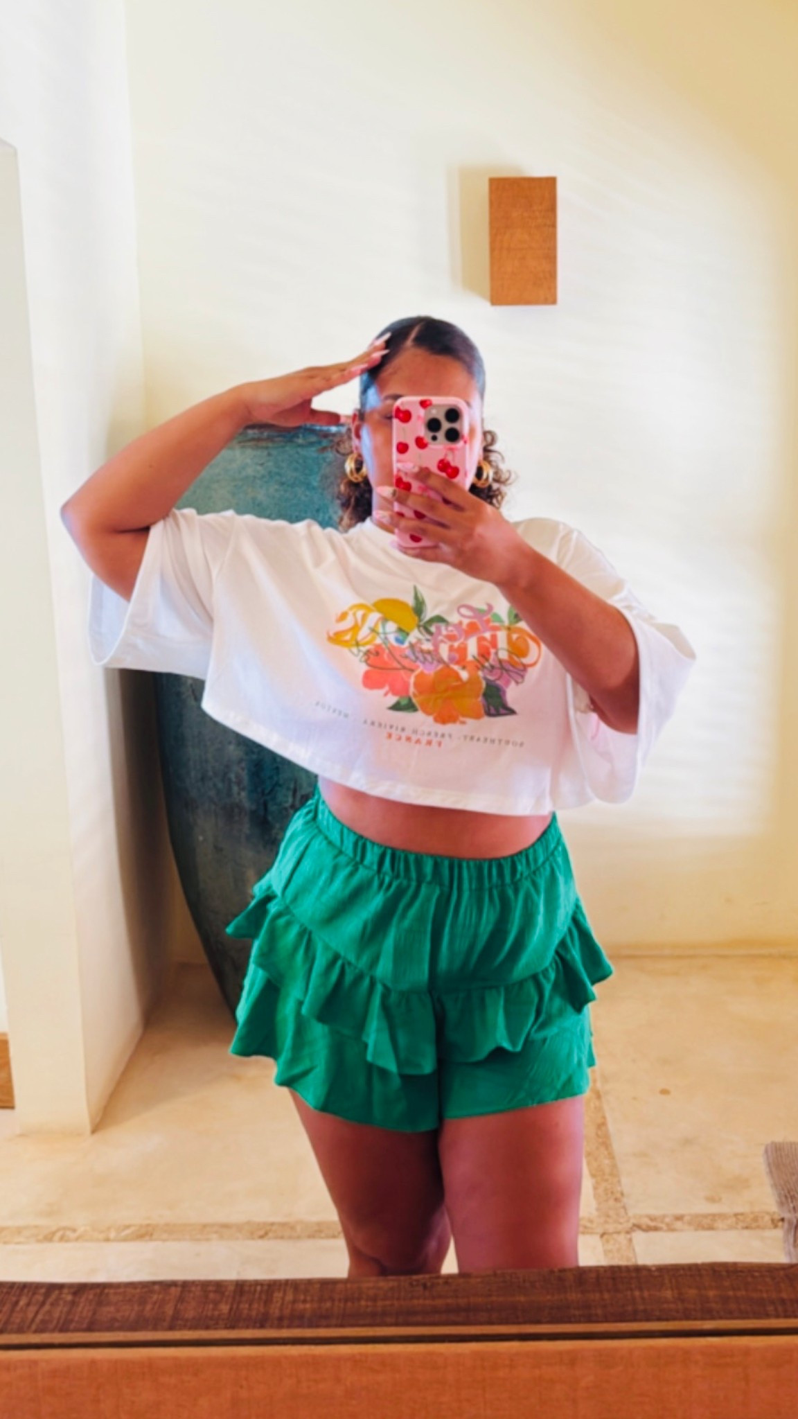 Citrus cropped top and Green ruffle shorts 

#LTKPlusSize #LTKMidsize