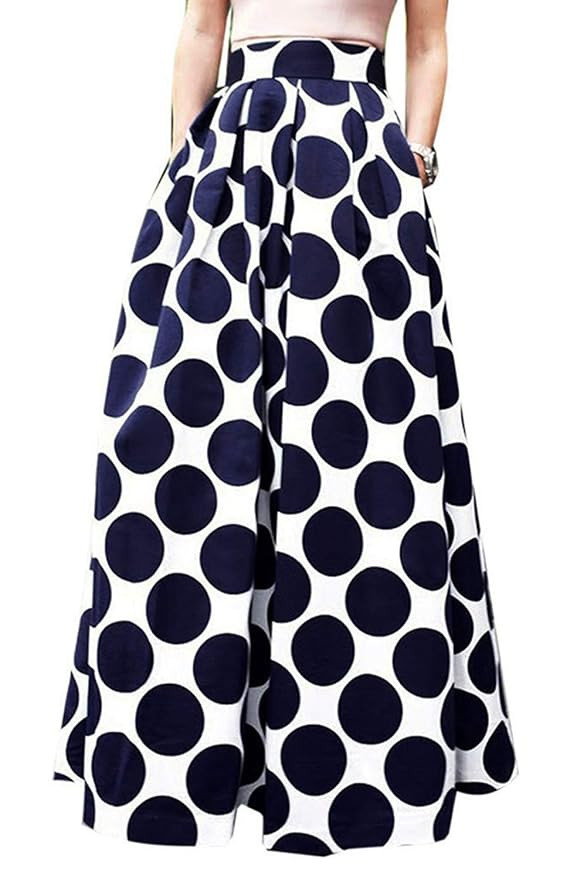 Hoohu Womens Bohemian African Floral Print High Waist Pleated Hem Full/Ankle Length Long Maxi Swi... | Amazon (US)