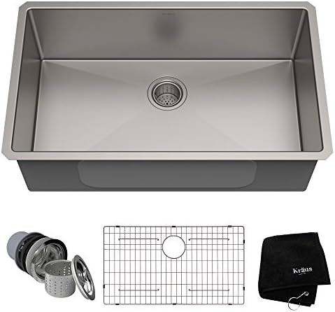 Kraus KHU100-32 Standart PRO 16 Gauge Undermount Single Bowl Stainless Steel Kitchen Sink, 32 Inc... | Amazon (US)