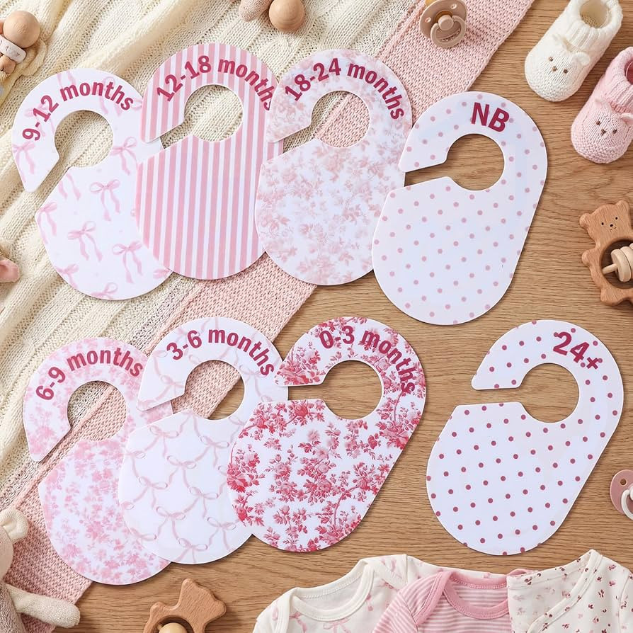 8 Pcs Pink Bow Baby Closet Dividers Double-sided Baby Girl Clothes Closet Hanger Dividers Wardrob... | Amazon (US)