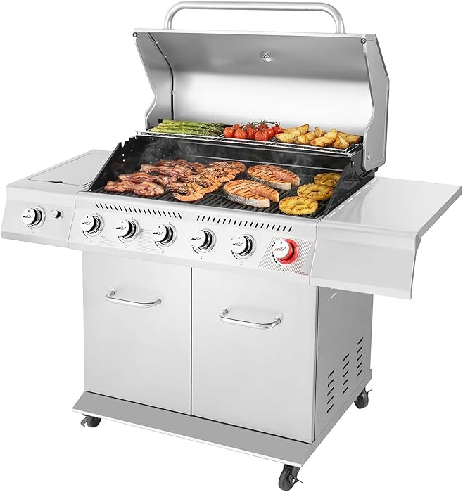 Royal Gourmet GA6402S 6-Burner Propane Gas Grill with Side Burner and Warming Rack, 74,000 BTUs, ... | Amazon (US)