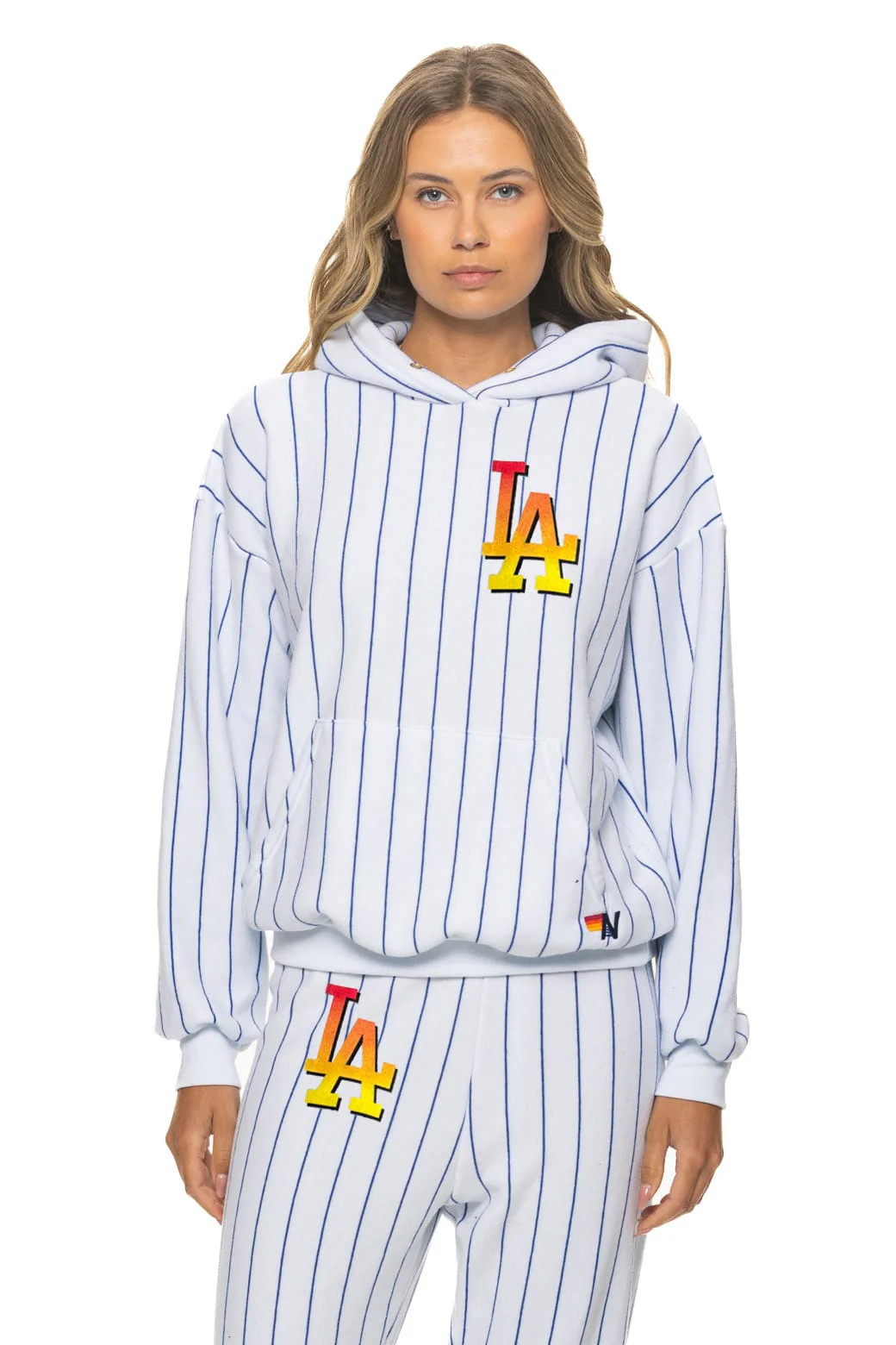 PRESALE: LOS ANGELES DODGERS PINSTRIPE 2026 RELAXED PULLOVER HOODIE - | Aviator Nation