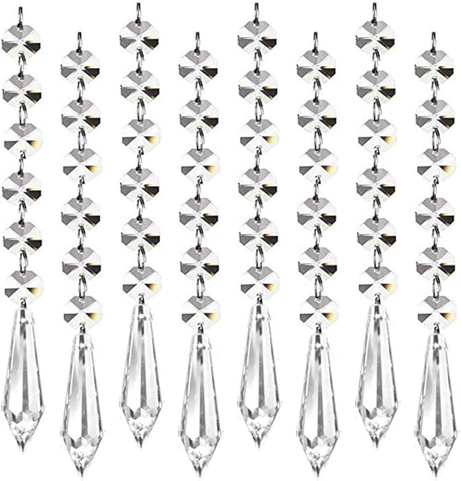 HOHIYA 30 Pack Acrylic Hanging Crystals for Centerpieces Wedding Decorations Chandelier Pendants ... | Amazon (US)