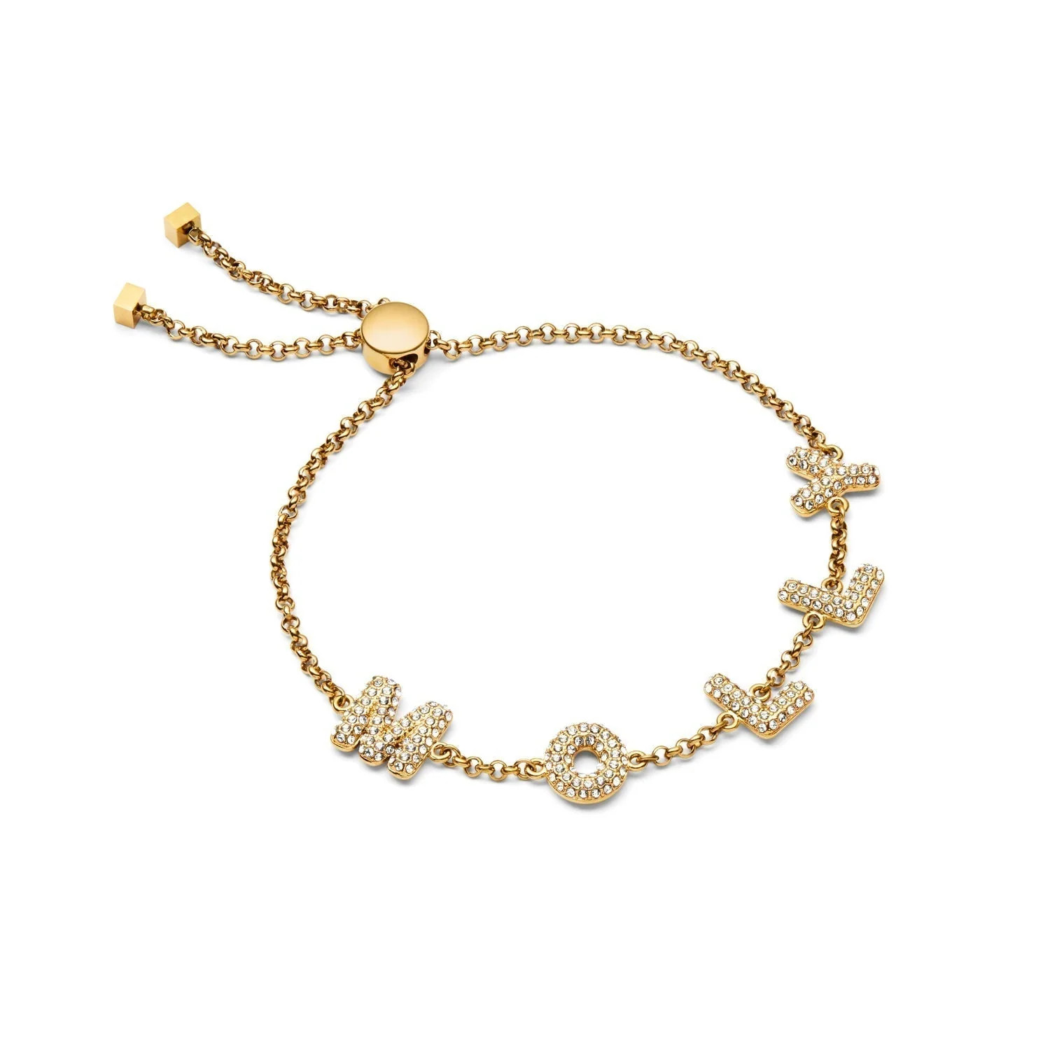 Spotlight Pavé Bubble Name Bracelet (Gold) | Abbott Lyon