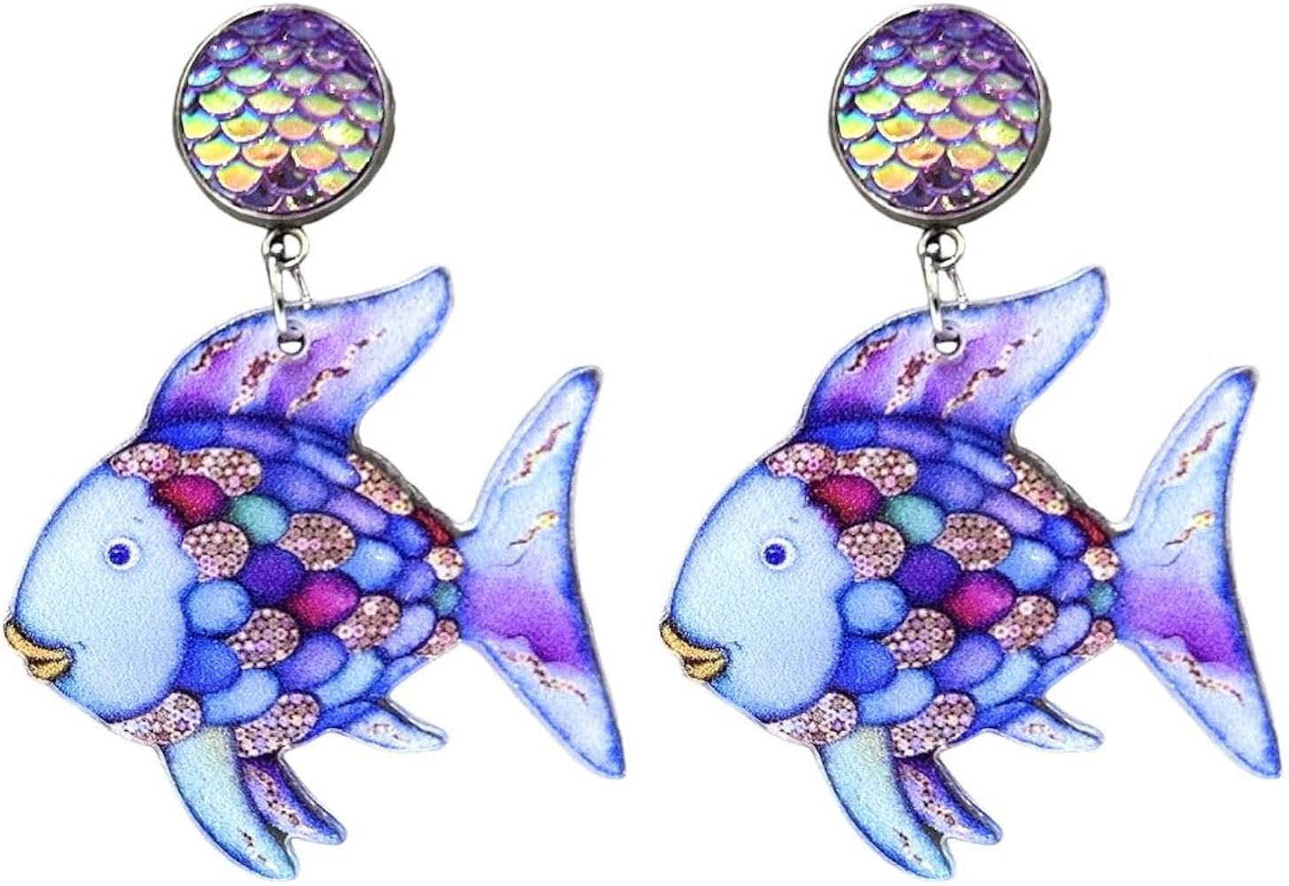 Acrylic Women Teacher Dangle Earrings Rainbow Fish Mermaid Earrings Cute Teacher Gift | Amazon (US)