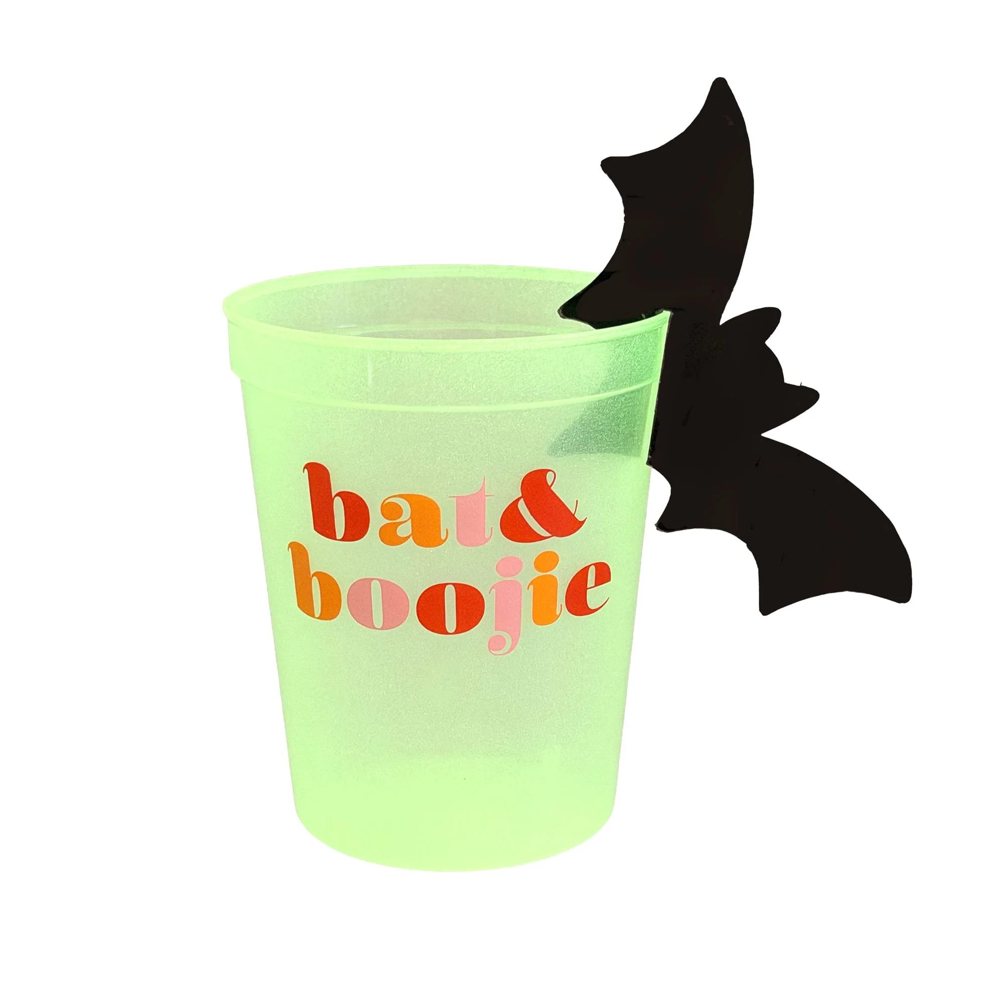 Bat & Boojie Glow-in-the-dark Halloween Cups with Bat Drink Markers (8 | Packed Party