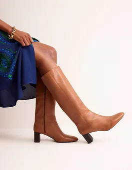 Erica Knee High Leather Boots - Tan Leather | Boden (UK & IE)