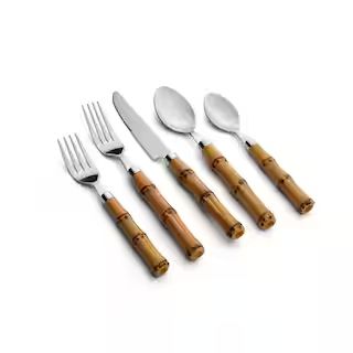 Bamboo Natural 20-Piece Plastic Handle Flatware Set (Service for 4) | The Home Depot