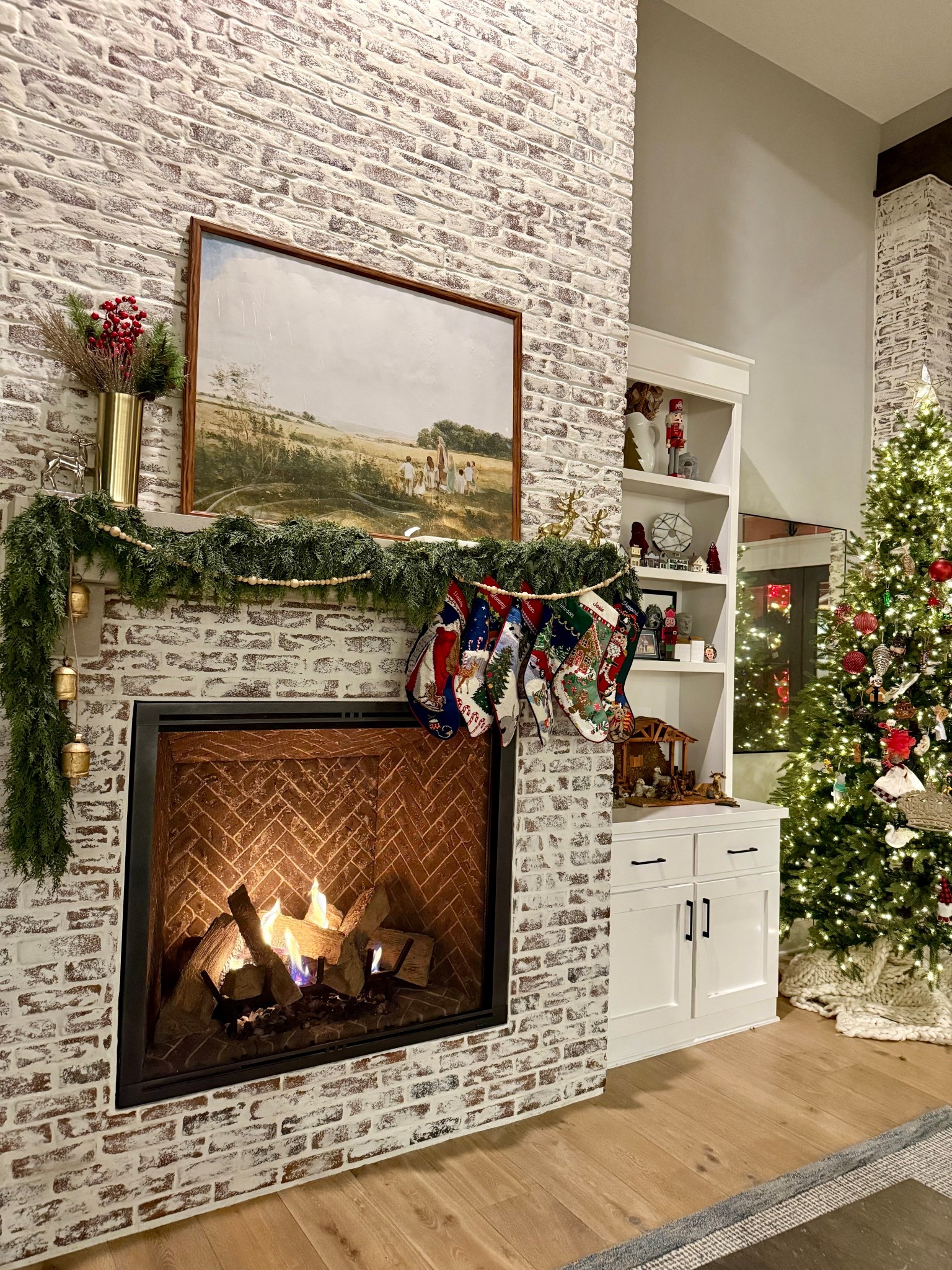 Amazon garland!! // Christmas mantle! 💚♥️ needlepoint stockings on sale!!! 

#LTKHome #LTKHoliday #LTKSeasonal