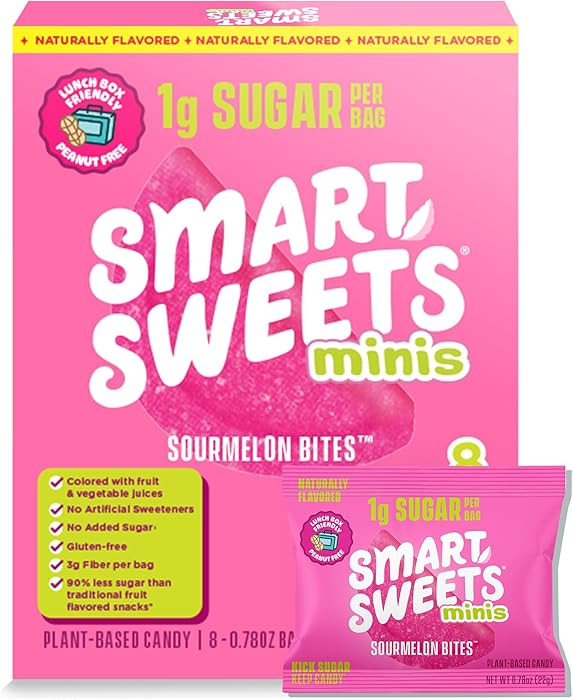 SmartSweets Sourmelon Bites Minis Snack Pack | 0.78 oz (Pack of 8) | Low Sugar and Calorie Sour G... | Amazon (US)