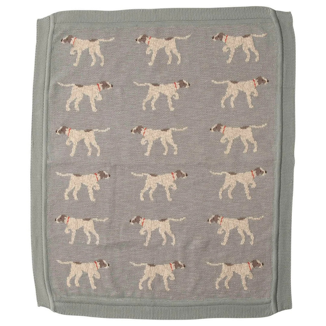 Dog Heirloom Knit Baby Blanket, Pointer dog, baby blue, light blue, toddler bedding | Etsy (US)