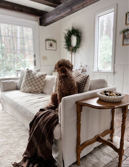 Our Christmas living room with our $500 sofa that we love! 

#LTKhome #LTKSeasonal #LTKHoliday