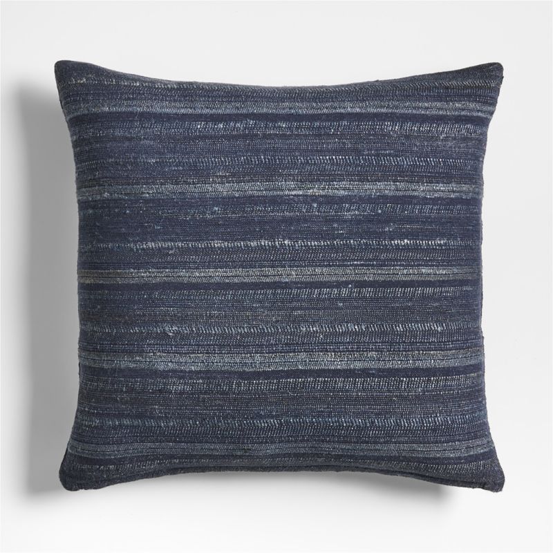 Vittoria Silk Blend Textured 23"x23" Deep Indigo Blue Throw Pillow Cover + Reviews | Crate & Barr... | Crate & Barrel