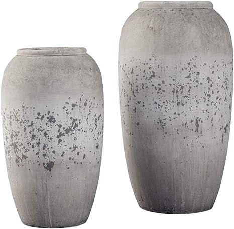 Signature Design by Ashley Dimitra Painted Ceramic 2 Piece Decorative Vase Set, Light Gray | Amazon (US)