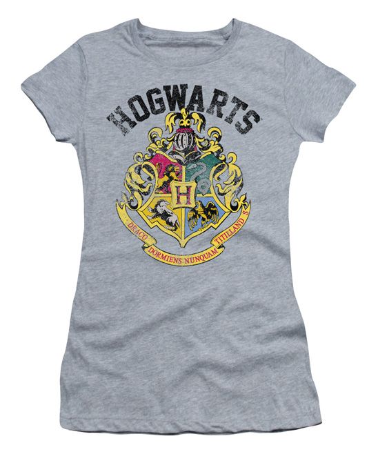 Trevco Women's Tee Shirts Athletic - Harry Potter 'Hogwarts' Heather Gray Tee - Juniors | Zulily