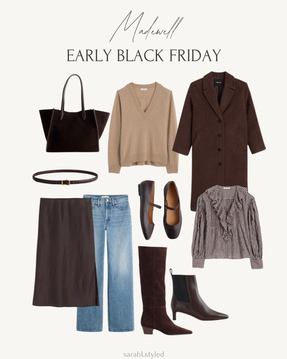 Madewell early Black Friday 40% off sale! Build your capsule wardrobe with these neutral staples. 

Brown midi skirt, tan knit sweater, madewell finds, brown boots, casual chic style, neutral basics on sale, closet staples

#LTKFindsUnder100 #LTKSeasonal #LTKSaleAlert