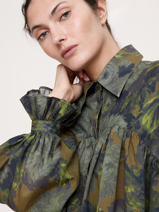 Cotton Balloon-Sleeve Shirt | Banana Republic (US)