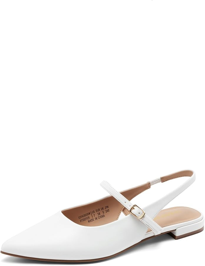 DREAM PAIRS Women's Slingback Dress Pointed Toe Flats Ballet Mary Jane Flat Shoes with Buckle Str... | Amazon (US)