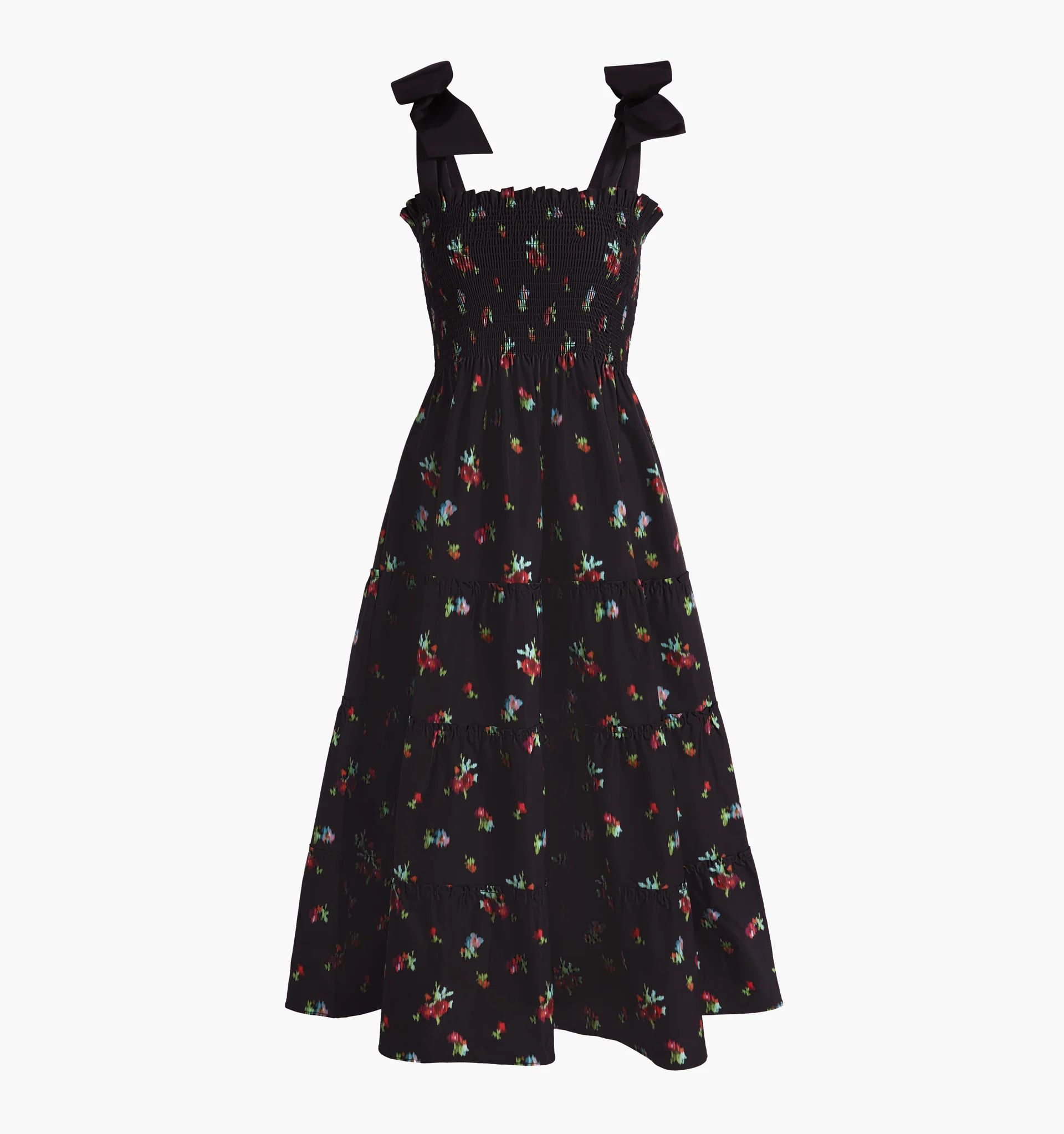 The Ribbon Ellie Nap Dress - Black Ikat Floral Taffeta | Hill House Home