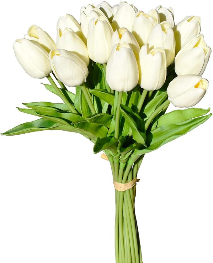 Mandy's Artificial Latex Tulips for Party Home Wedding Decoration (Milk White) | Amazon (US)