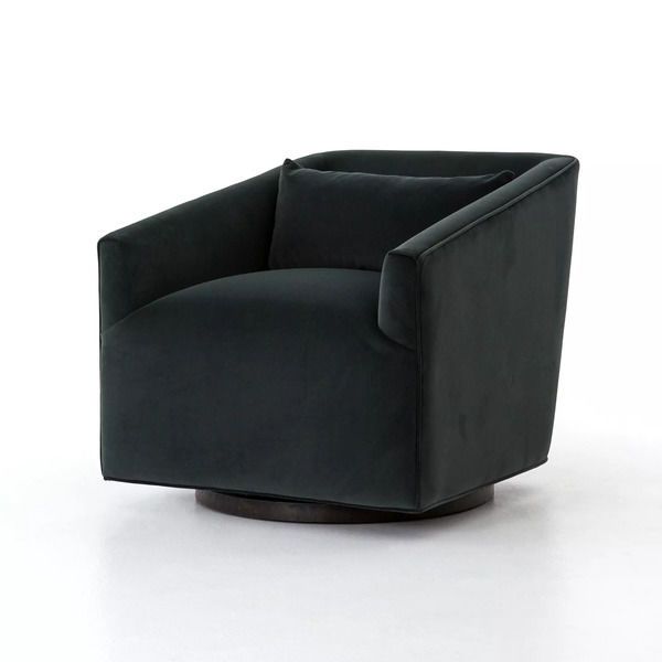 York Upholstered Modern Velvet Smoke Swivel Chair | Scout & Nimble