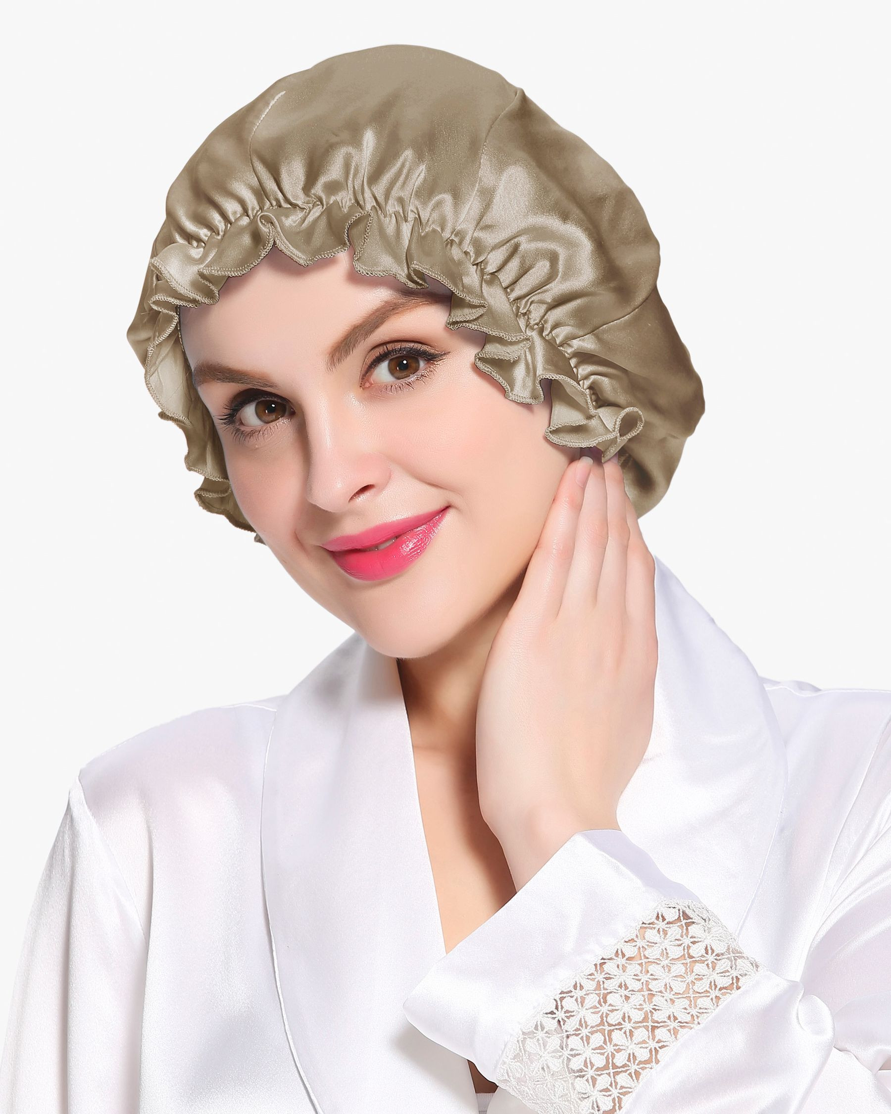 Flounced Silk Night Sleep Caps | LilySilk