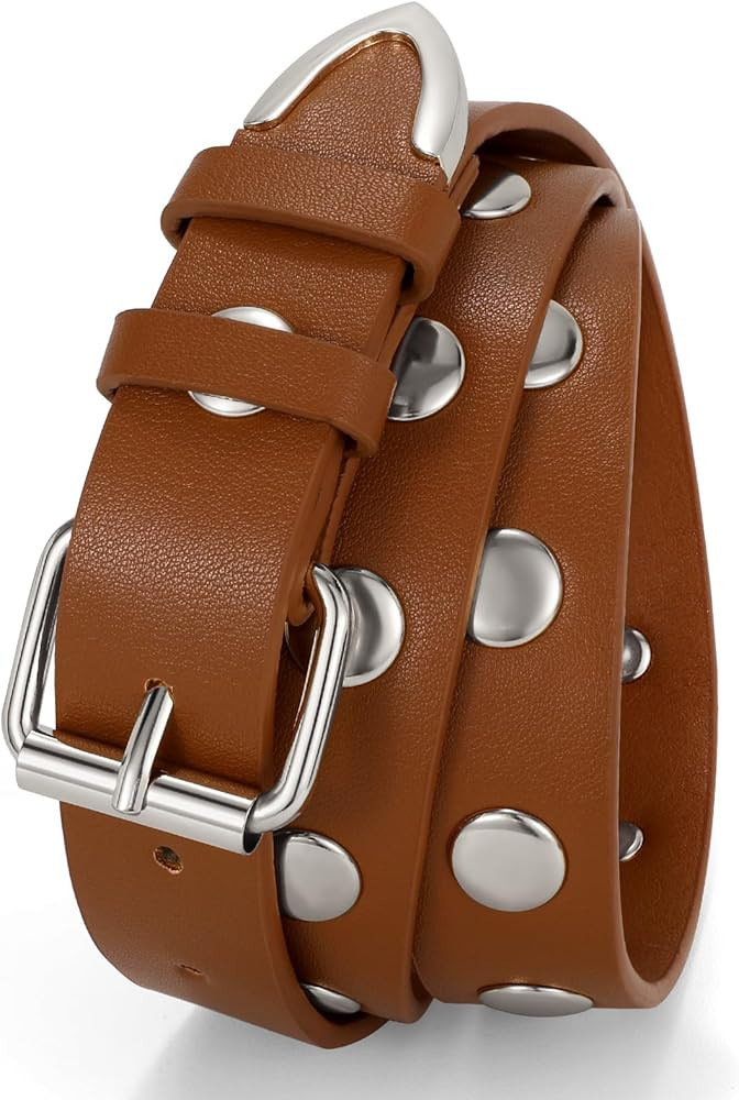 JASGOOD Studded Belt for Women Fashion Leather Belt for Jeans Punk Studded Belt for Ladies Dress ... | Amazon (US)