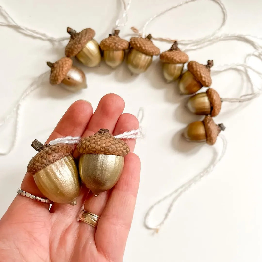 10 Gold Painted Acorn Ornament Rustic Woodland Christmas Decoration for Tree or Holiday Table - E... | Etsy (US)