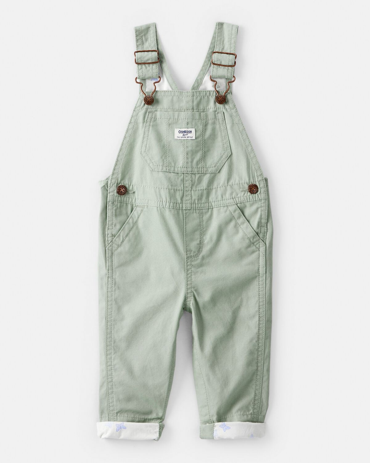 Baby Girl Butterfly-Lined Canvas Overalls - Green | Carter's Inc