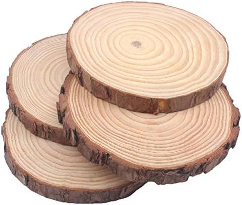 Natural Pine Wood Slabs Untreated 5-6 inches Diameter x 3/5" Thick Large 4 Pieces Solid Wood Slic... | Amazon (US)