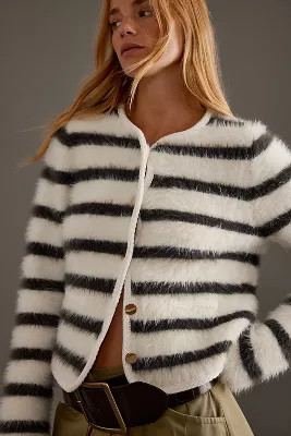 By Anthropologie Fluffy Stripe Cardigan | Anthropologie (UK)