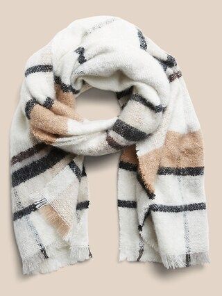 Boucle Neutral Plaid Scarf | Banana Republic Factory