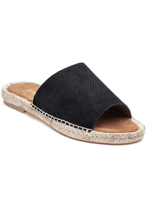 Mali-PF Perforated Black Suede Slide | Jildor Shoes