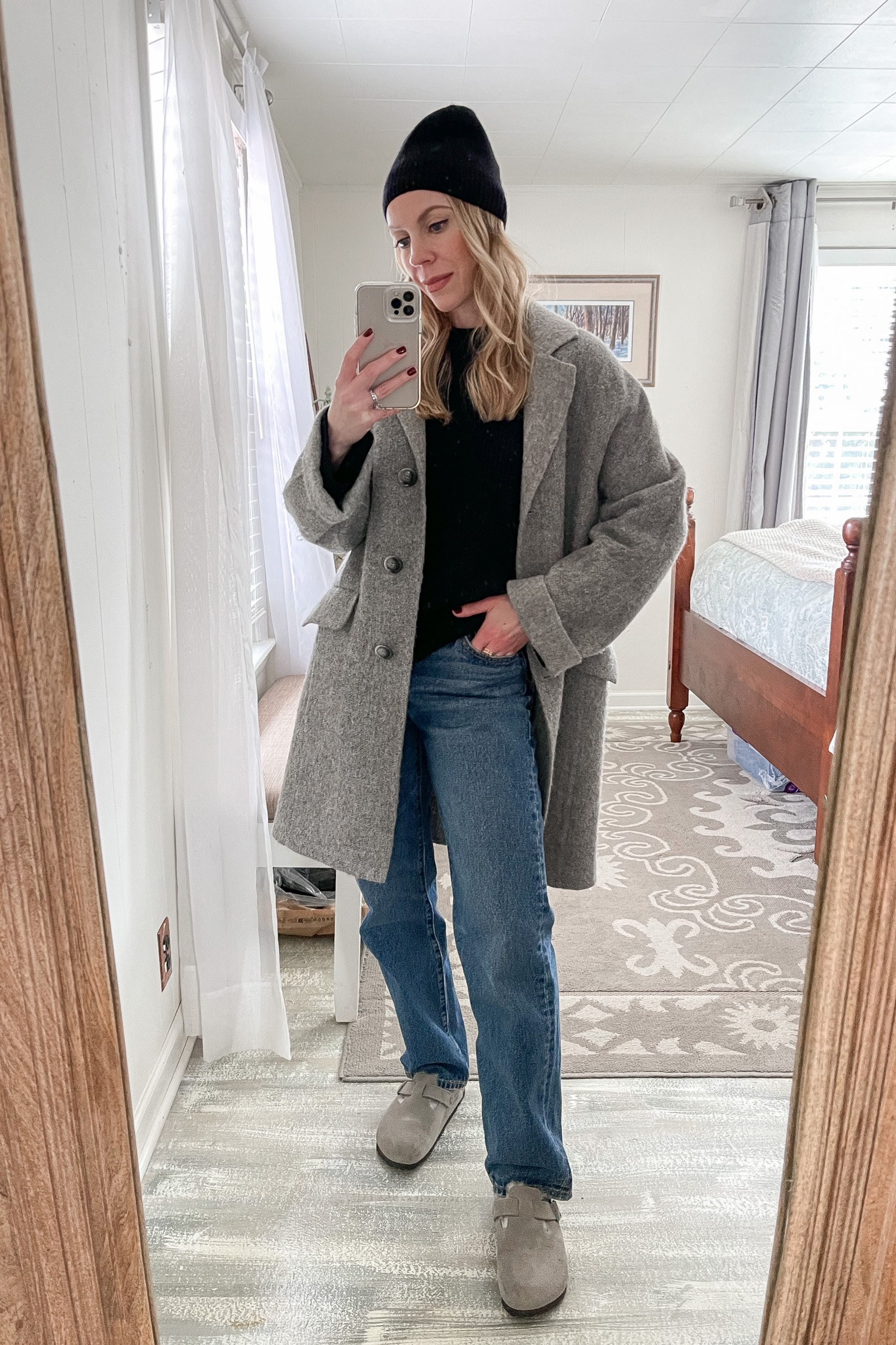 Gray coat, casual winter outfit, Levi’s 90s jeans, Birkenstock Boston clogs 

#LTKSeasonal #LTKstyletip #LTKshoecrush