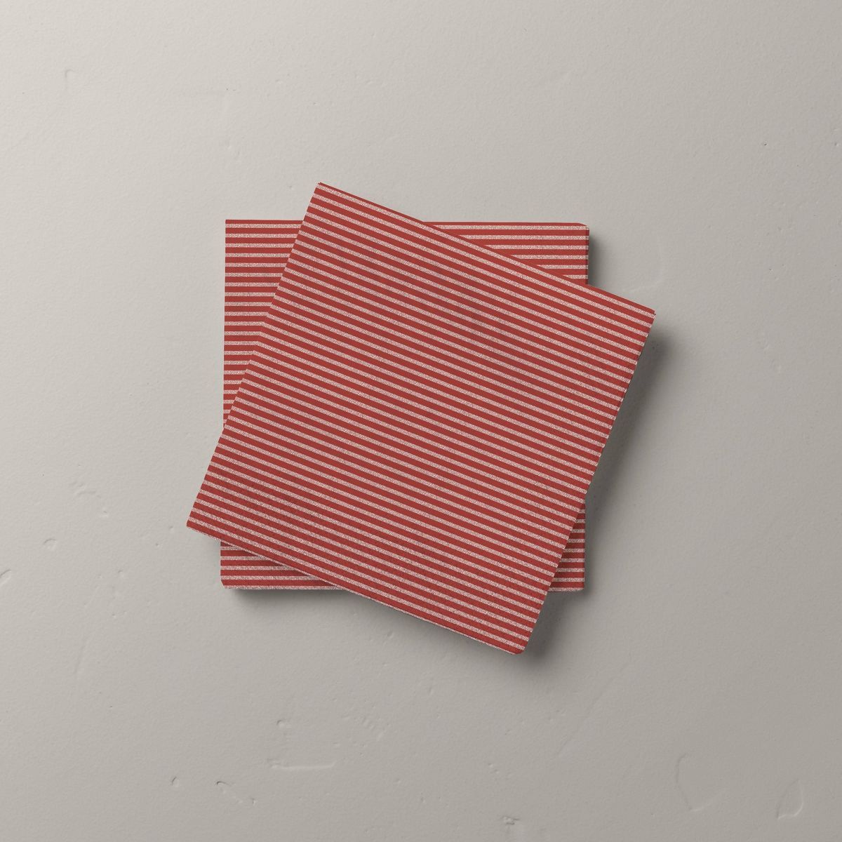 14ct Microstripe Paper Beverage Napkins Red/Cream - Hearth & Hand™ with Magnolia | Target