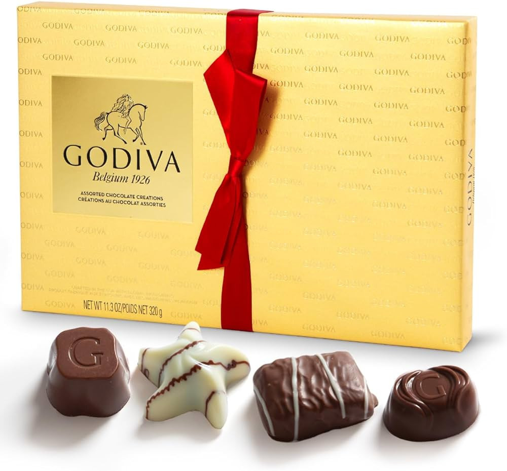 GodivaGourmet Chocolate Valentines Day Gift - 27 Piece Assorted Milk White and Dark Chocolate She... | Amazon (US)