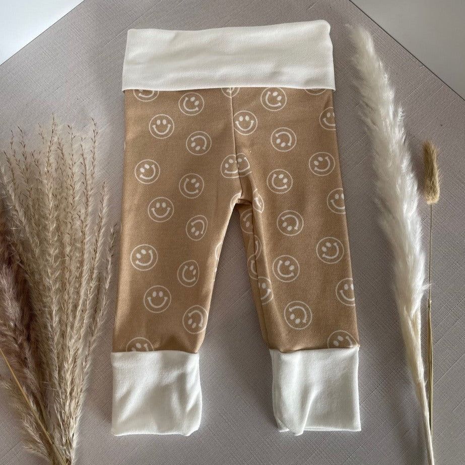 tan smiley face leggings | Joss and J