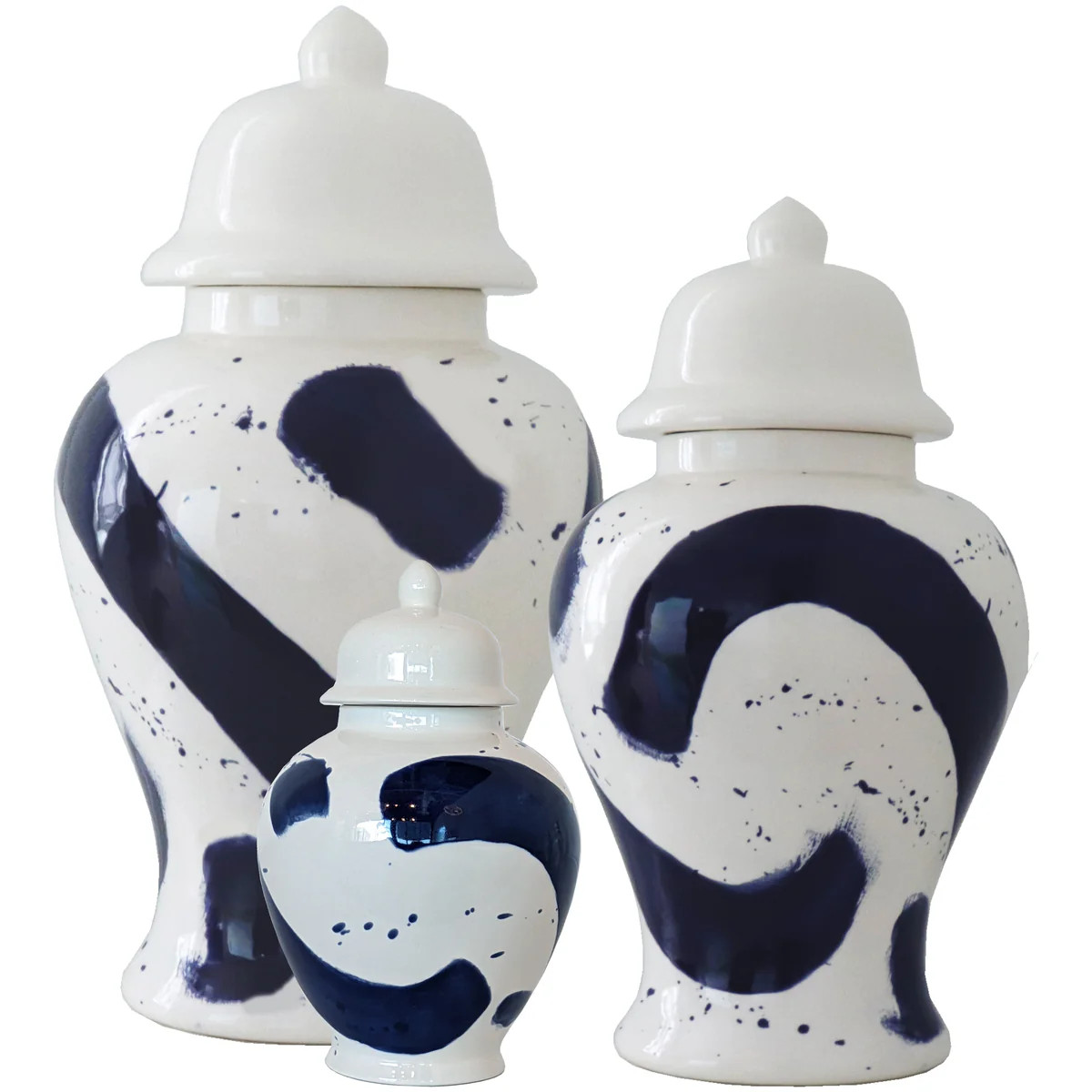 Navy Blue Brushstroke Ginger Jars | Ruby Clay Company