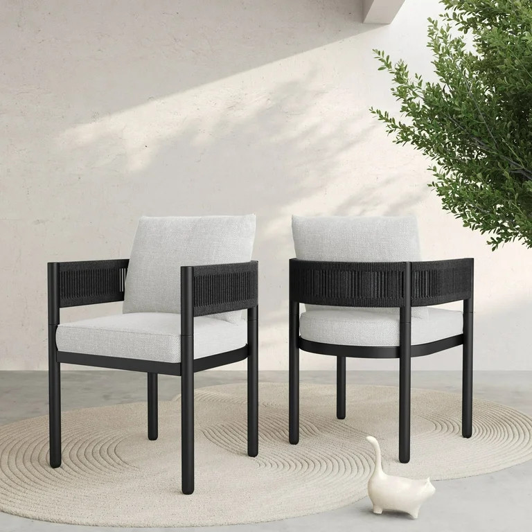 GRANDPATIO Steel Outdoor Dining Arm Chairs - Set of 2, Beige | Walmart (US)