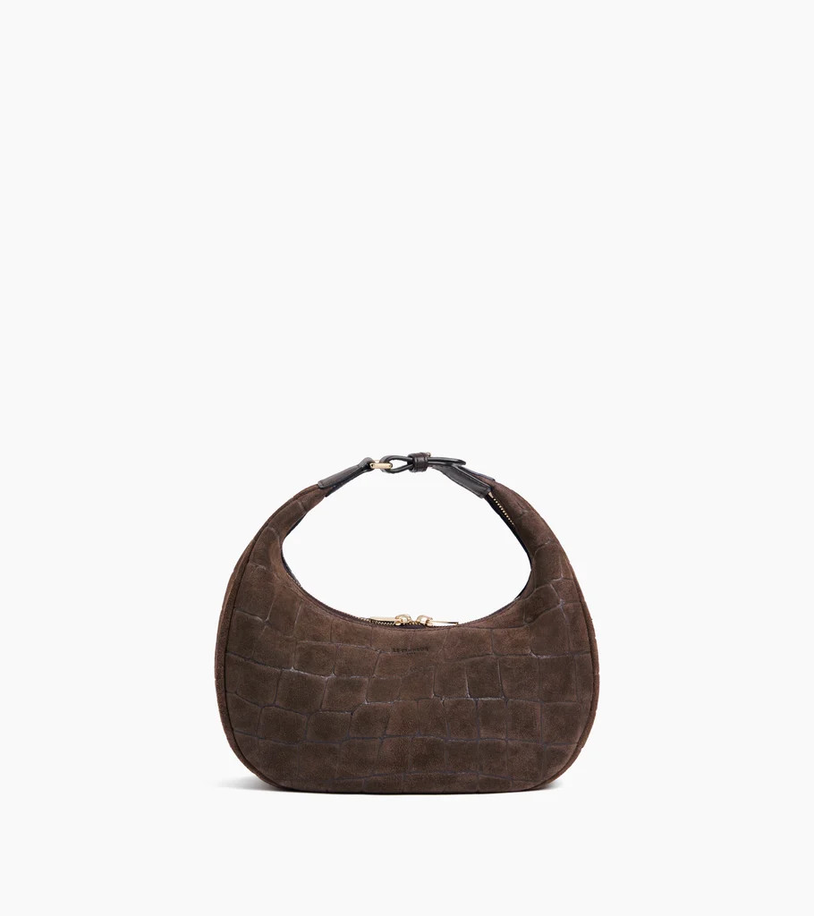 Juliette small hobo bag in mock croc suede split leather | Le Tanneur