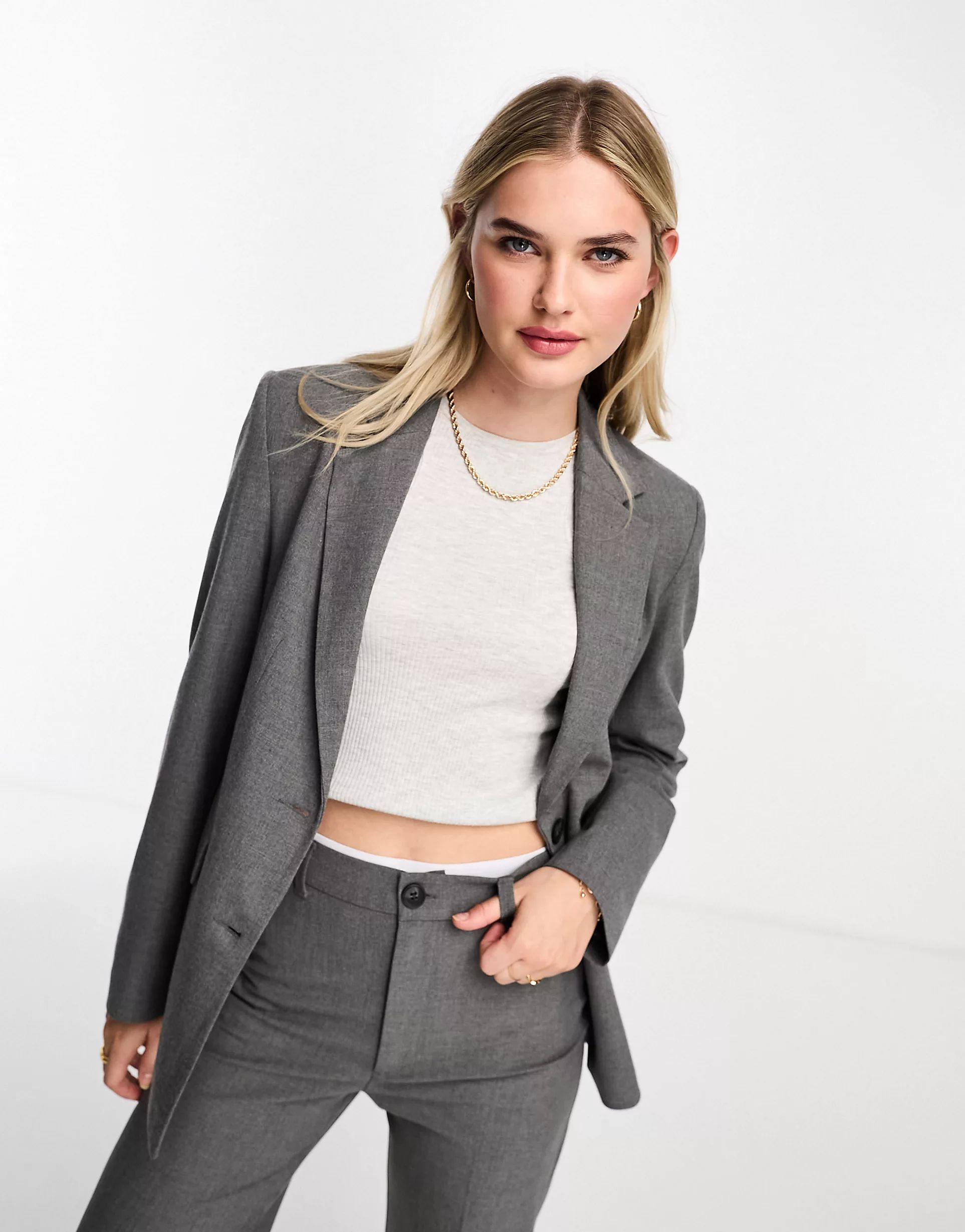 Pull&Bear oversized blazer and trouser co-ord in charcoal grey | ASOS (Global)