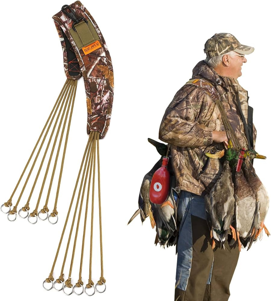 Duck Carrier Lanyard, 12 Slip Rings for Hanging Waterfowl Game/Birds/Duck Call Whistle, Lightweight Neck Strap Duck Holder Ideal for Carrying Small Game, Fowl Hunting Accessories, Camo | Amazon (US)